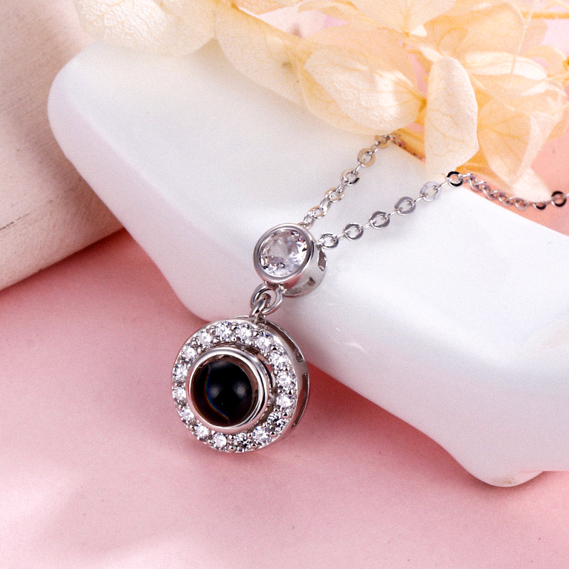 Round Ball Photo Projection Charm Necklace