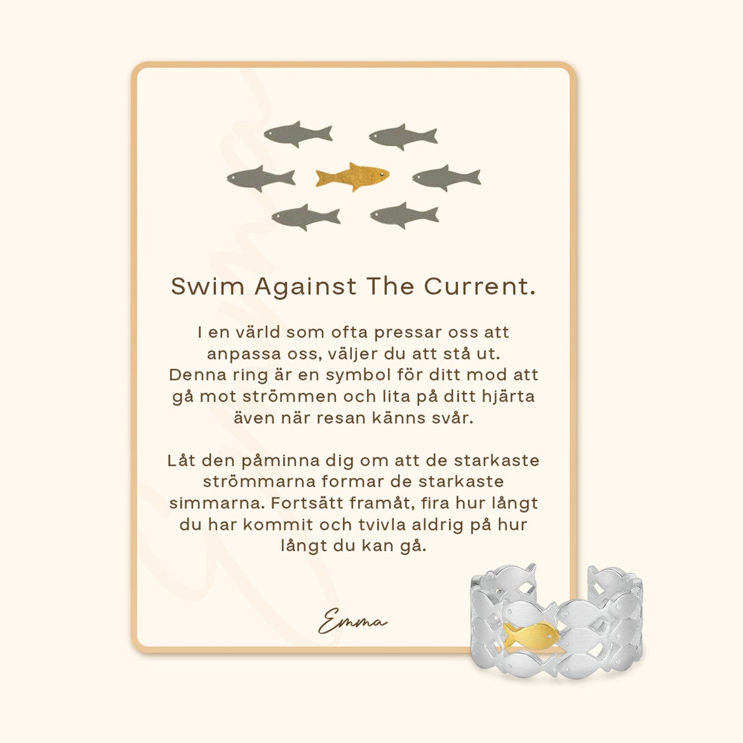 Swim Against the Current Ring with Message Card