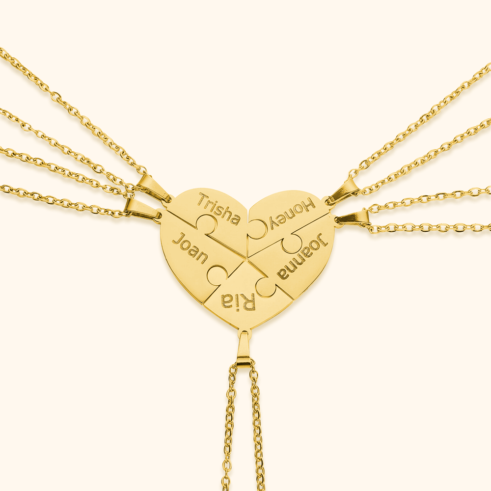 Personalised heart puzzle necklace with engraved names