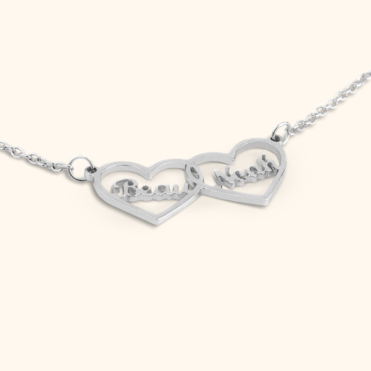 Personalised Necklace with Two Hearts