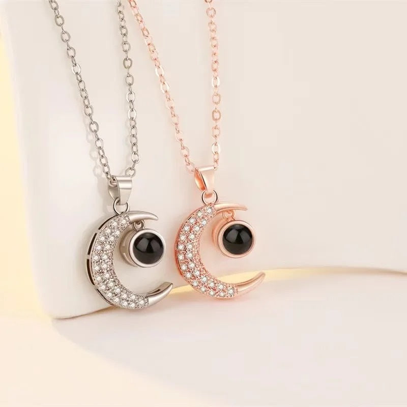 Half-Moon Photo Projection Necklace