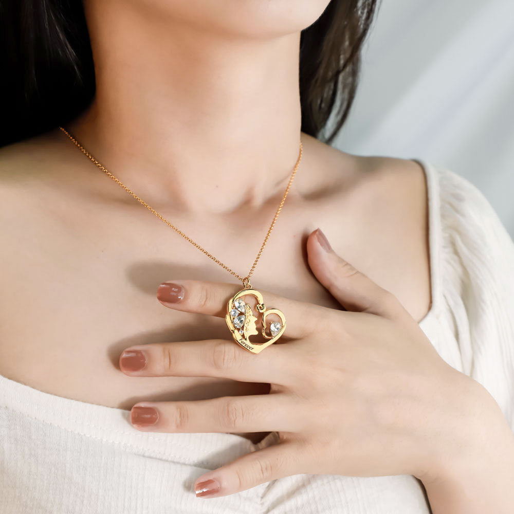 Mum's Heart Birthstone Necklace
