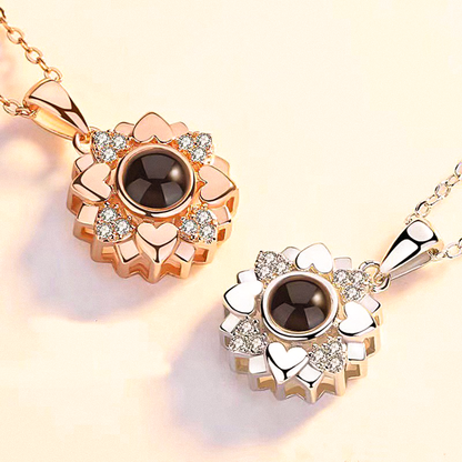 Flower Charm Photo Projection Necklace