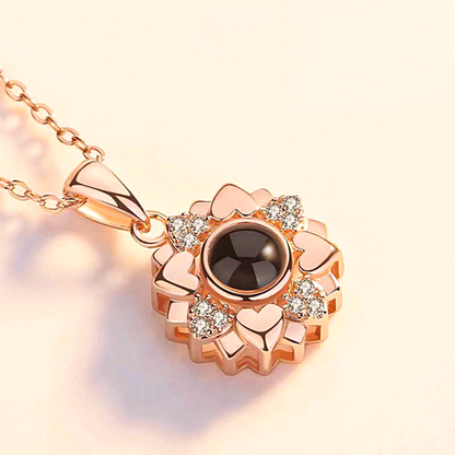 Flower Charm Photo Projection Necklace