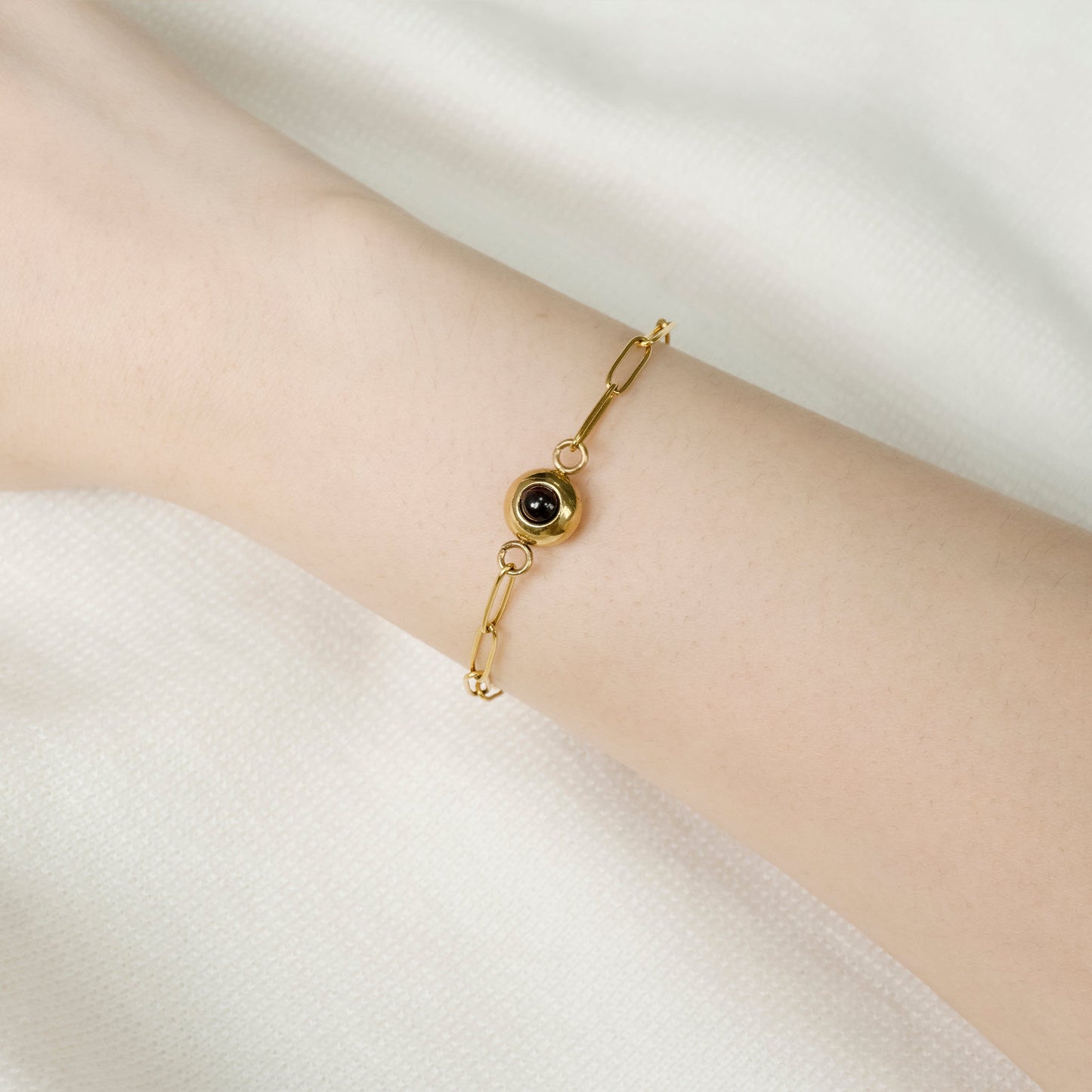 Elegant Link Chain Bracelet with Projection Pearl
