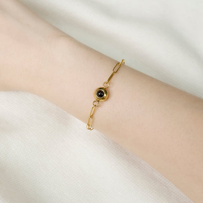 Elegant Link Chain Bracelet with Projection Pearl