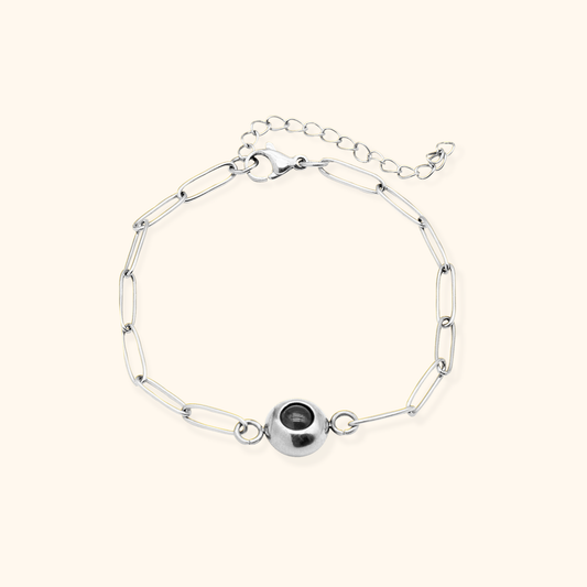 Elegant Link Chain Bracelet with Projection Pearl