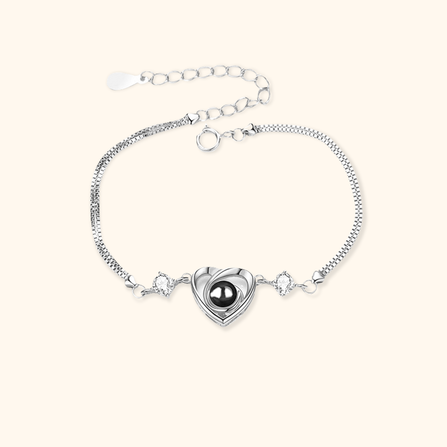 Cubic Zirconia Heart Projection Bracelet