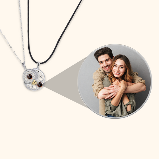 Sun and Moon Pair Projection Necklace