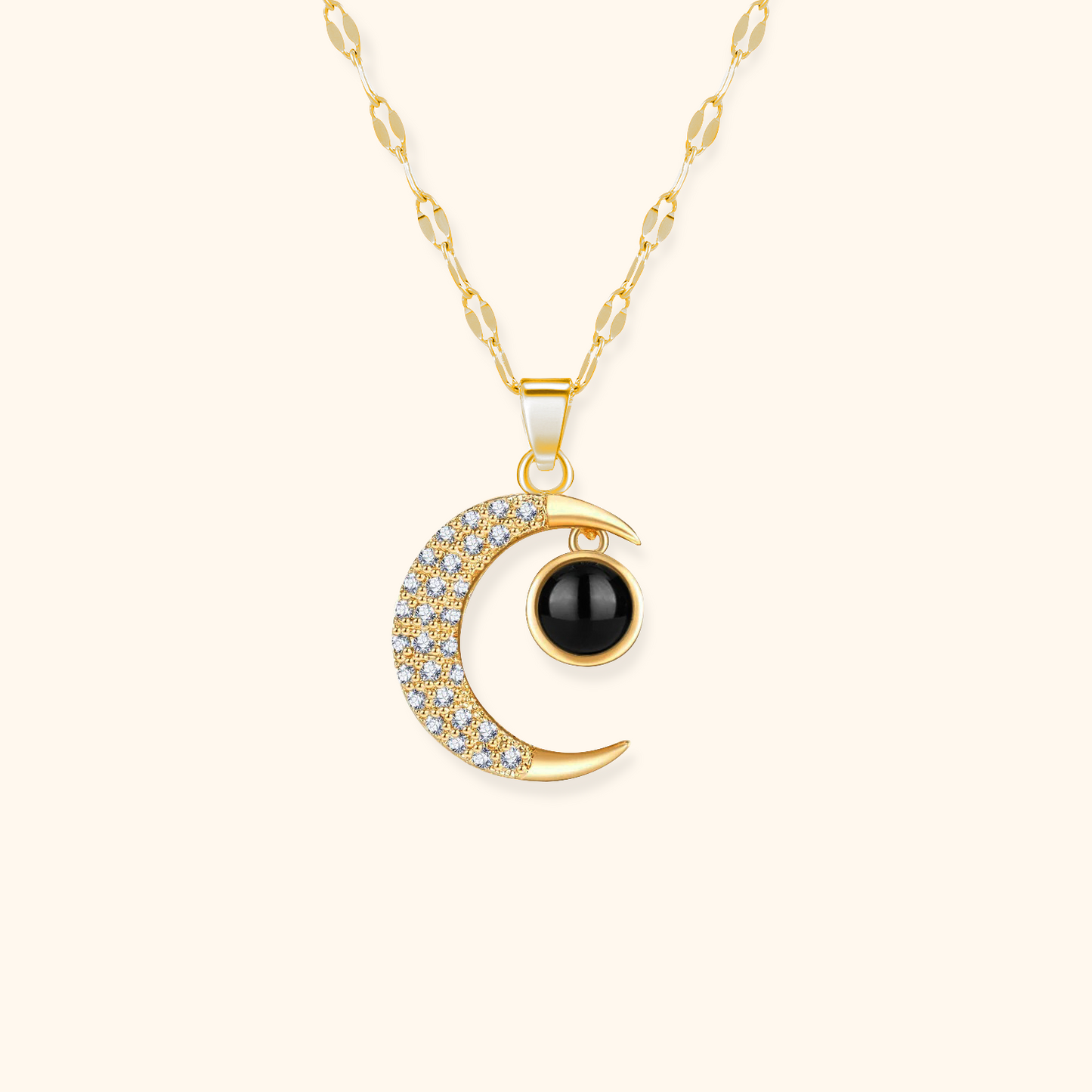 Half-Moon Photo Projection Necklace