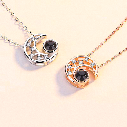 Moon Charm Photo Projection Necklace