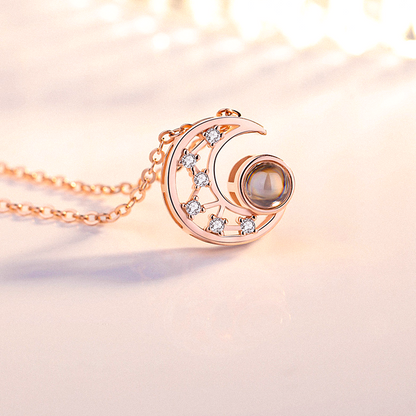 Moon Charm Photo Projection Necklace