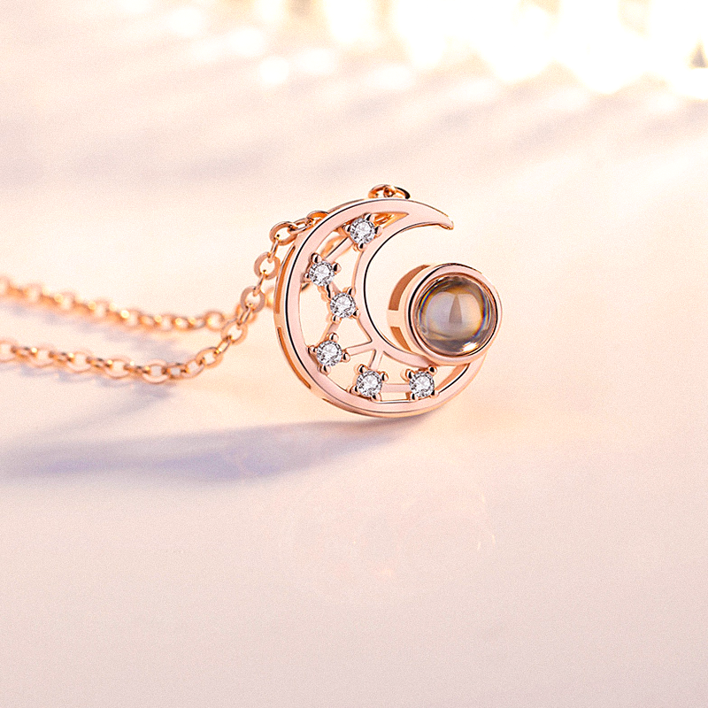 Moon Charm Photo Projection Necklace