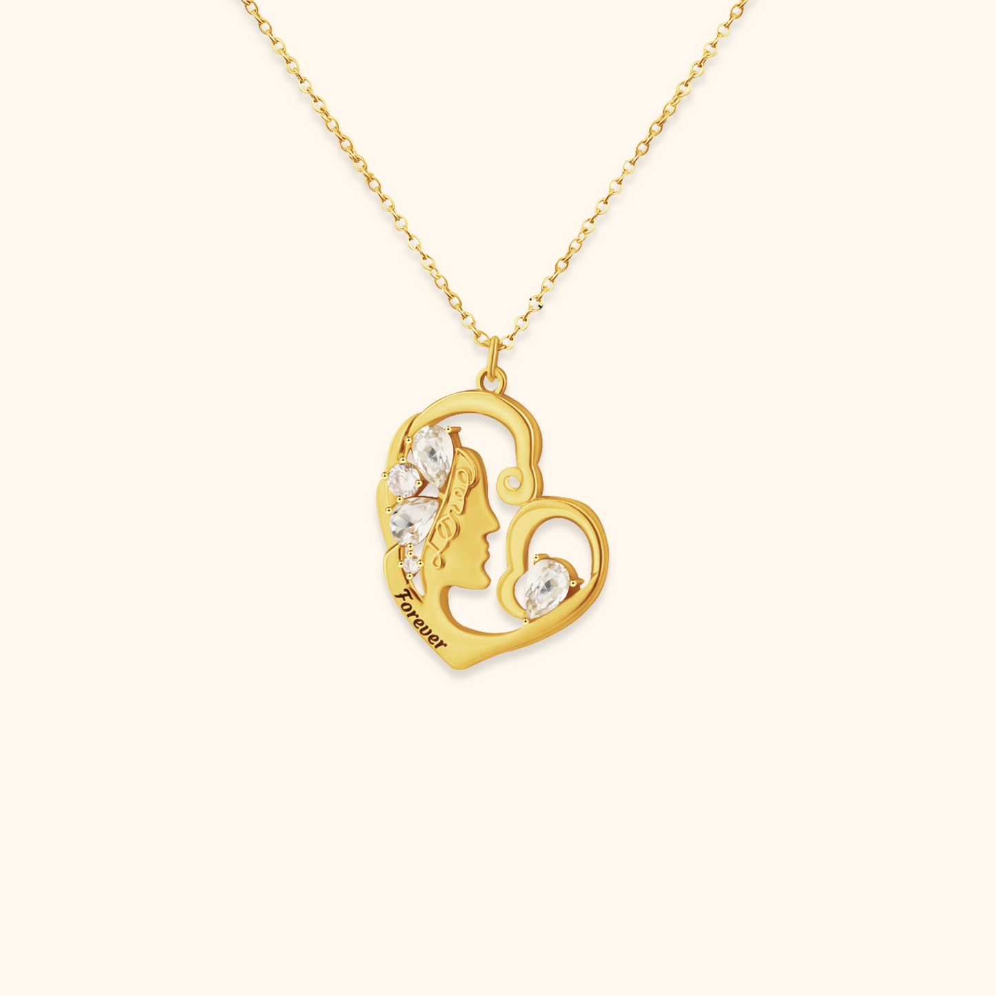 Mum's Heart Birthstone Necklace