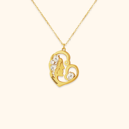 Mum's Heart Birthstone Necklace