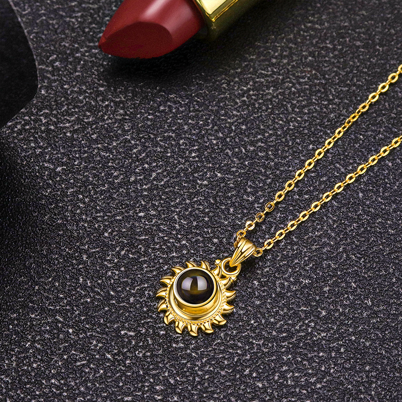 Sun Pendant Necklace with Projection Charm