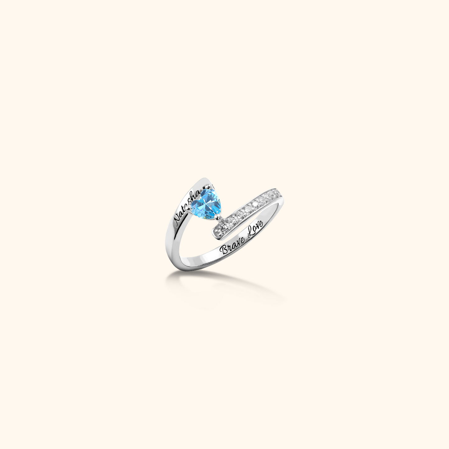 Personalised Silver Birthstone Family Ring