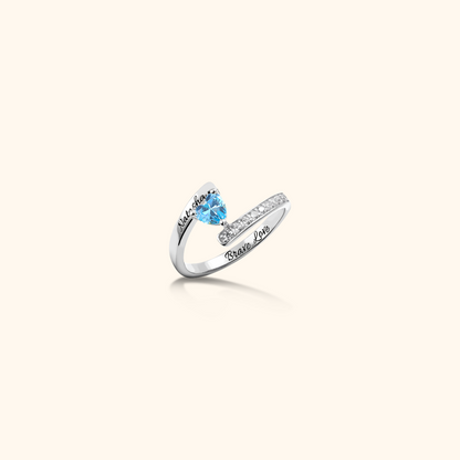 Personalised Silver Birthstone Family Ring
