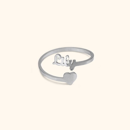 Luxurious Name and Heart Ring