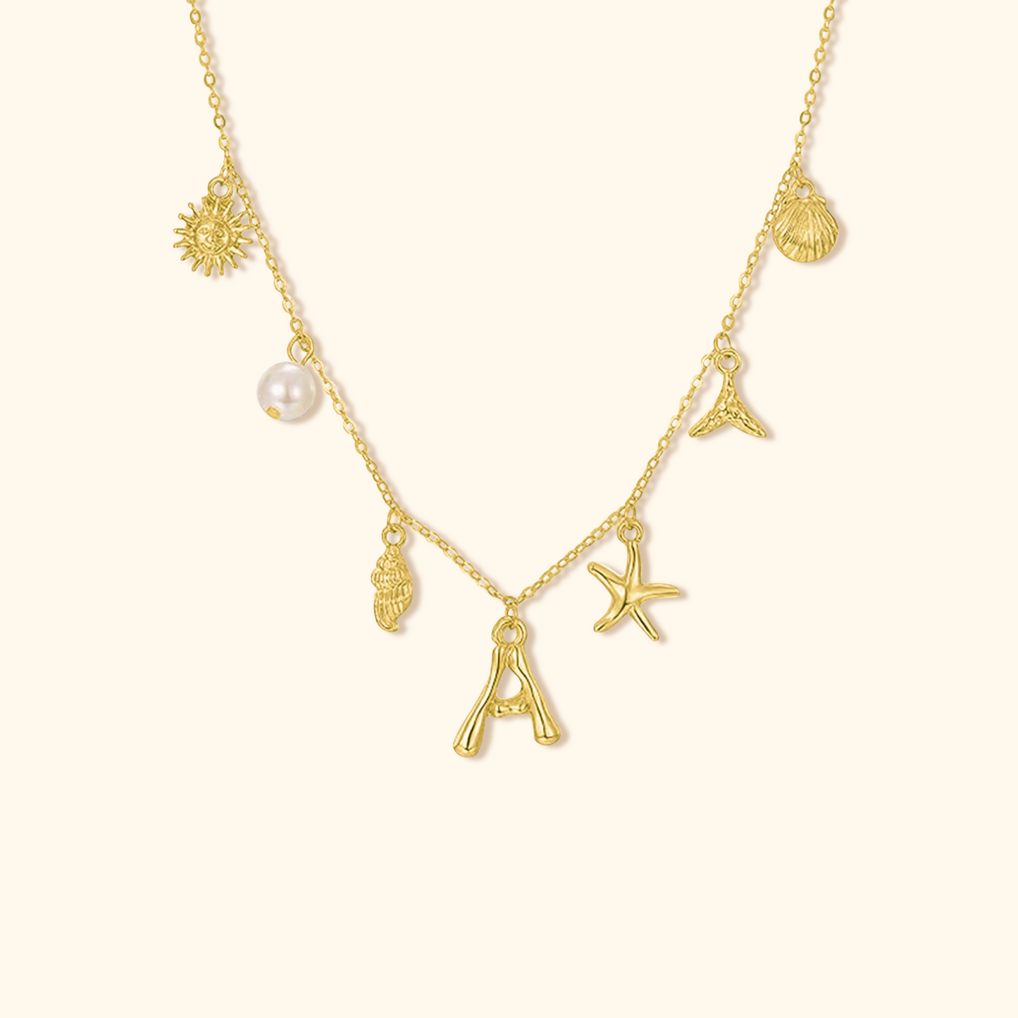 Ocean Gold Initial Necklace