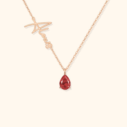 Calligraphy Name Birthstone Necklace