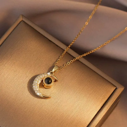 Half-Moon Photo Projection Necklace