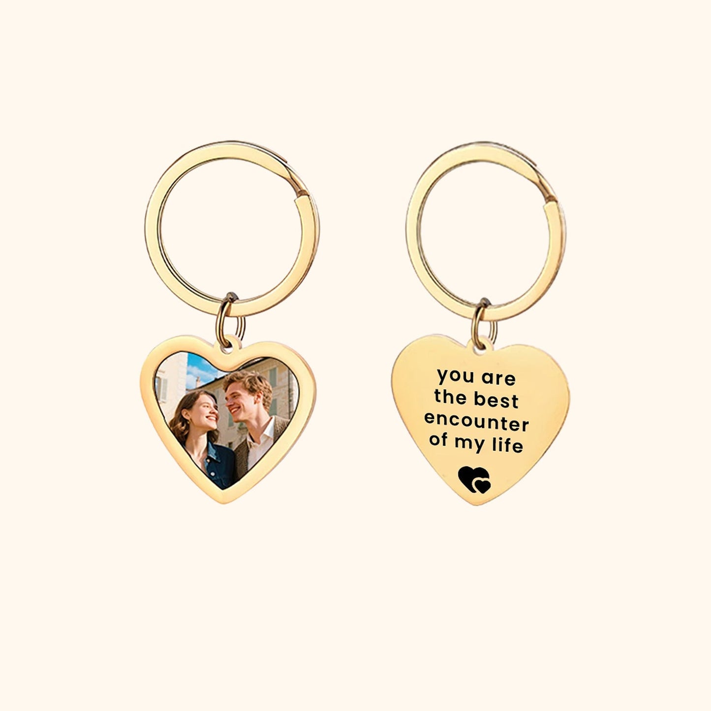 Heart & Round Photo Keyring