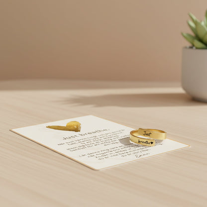 Just Breathe Quote Ring with Message Card