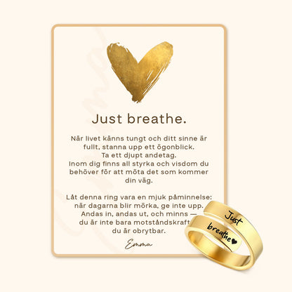 Just Breathe Quote Ring with Message Card