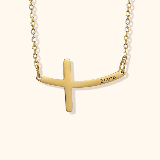 Personalised Curved Cross Necklace