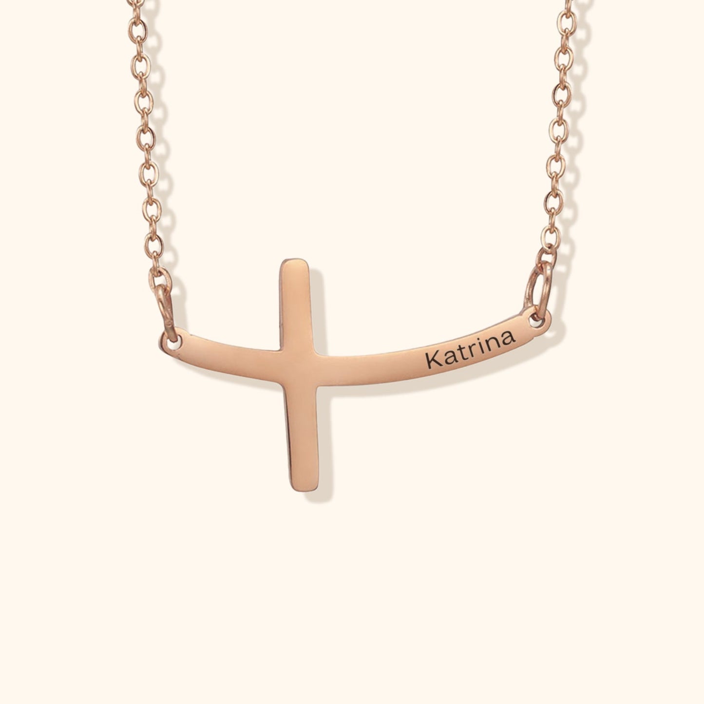 Personalised Curved Cross Necklace