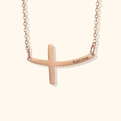 Personalised Curved Cross Necklace