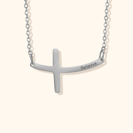 Personalised Curved Cross Necklace