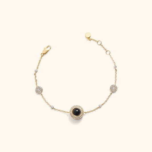 Sparkling Pave Circle Photo Bracelet