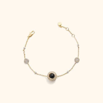 Sparkling Pave Circle Photo Bracelet