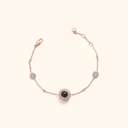 Sparkling Pave Circle Photo Bracelet