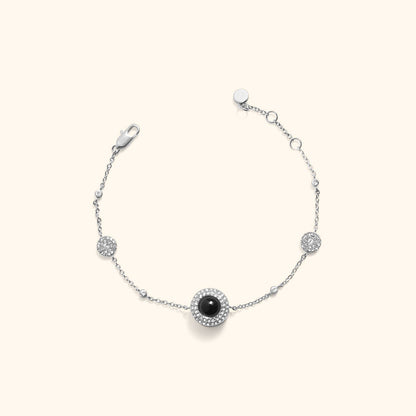 Sparkling Pave Circle Photo Bracelet