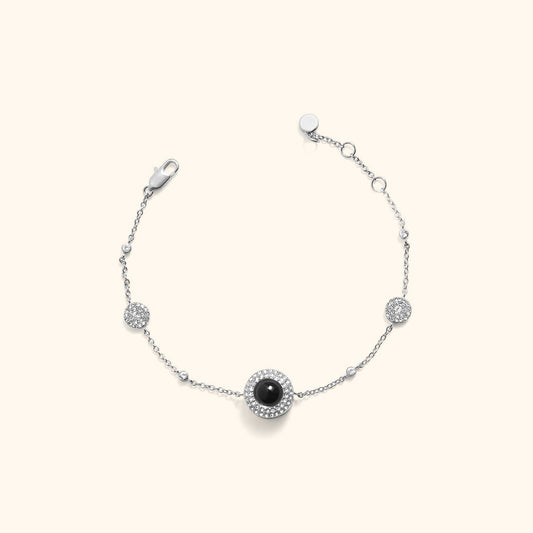 Sparkling Pave Circle Photo Bracelet