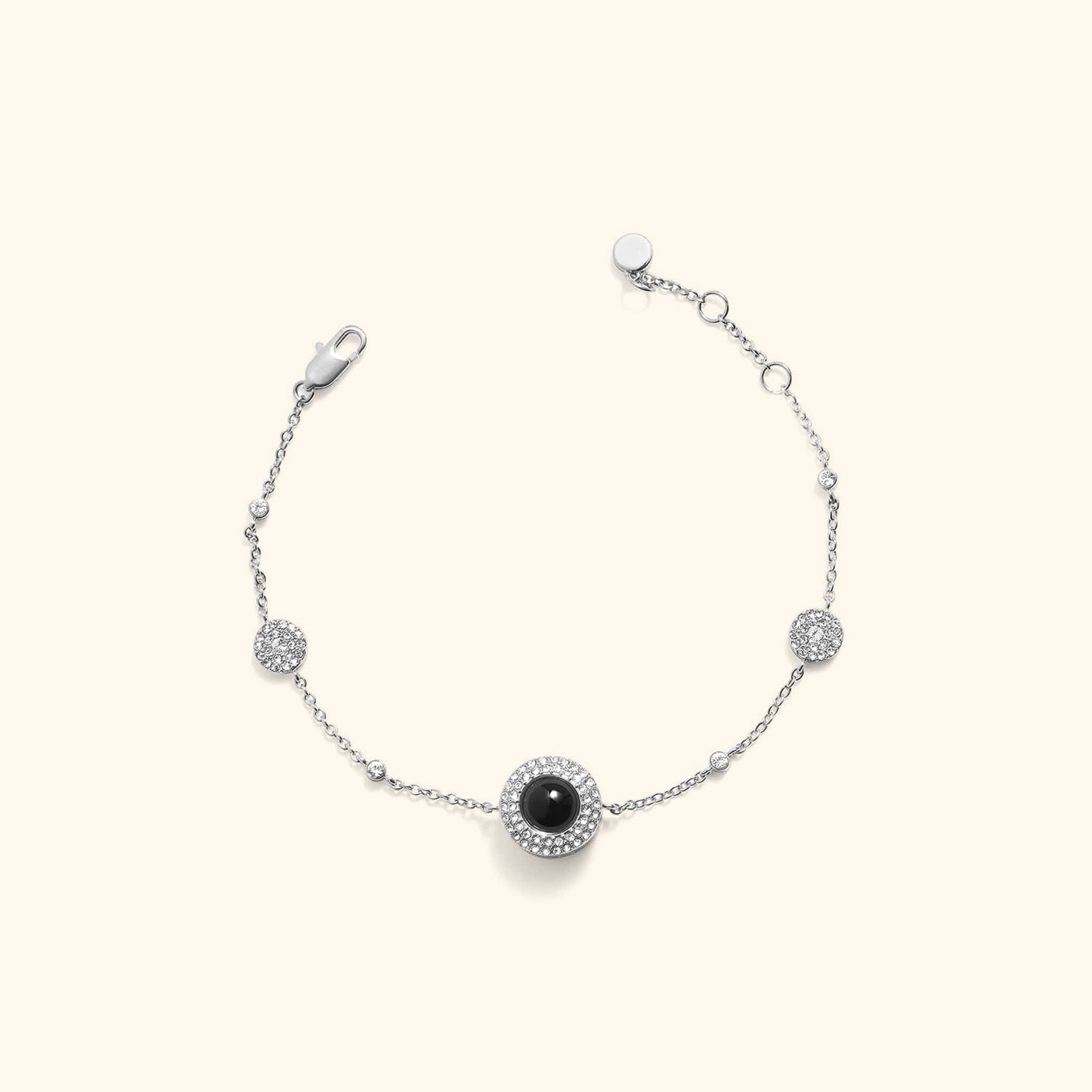 Sparkling Pave Circle Photo Bracelet