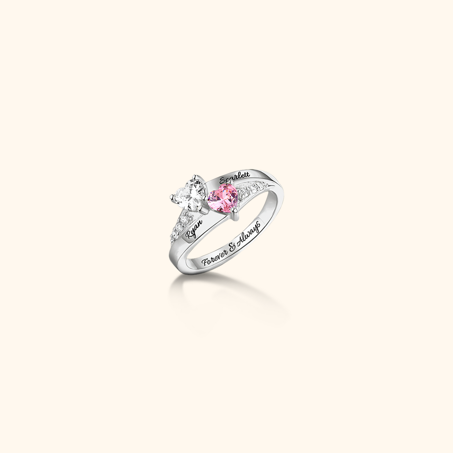 Personalised Silver Birthstone Family Ring