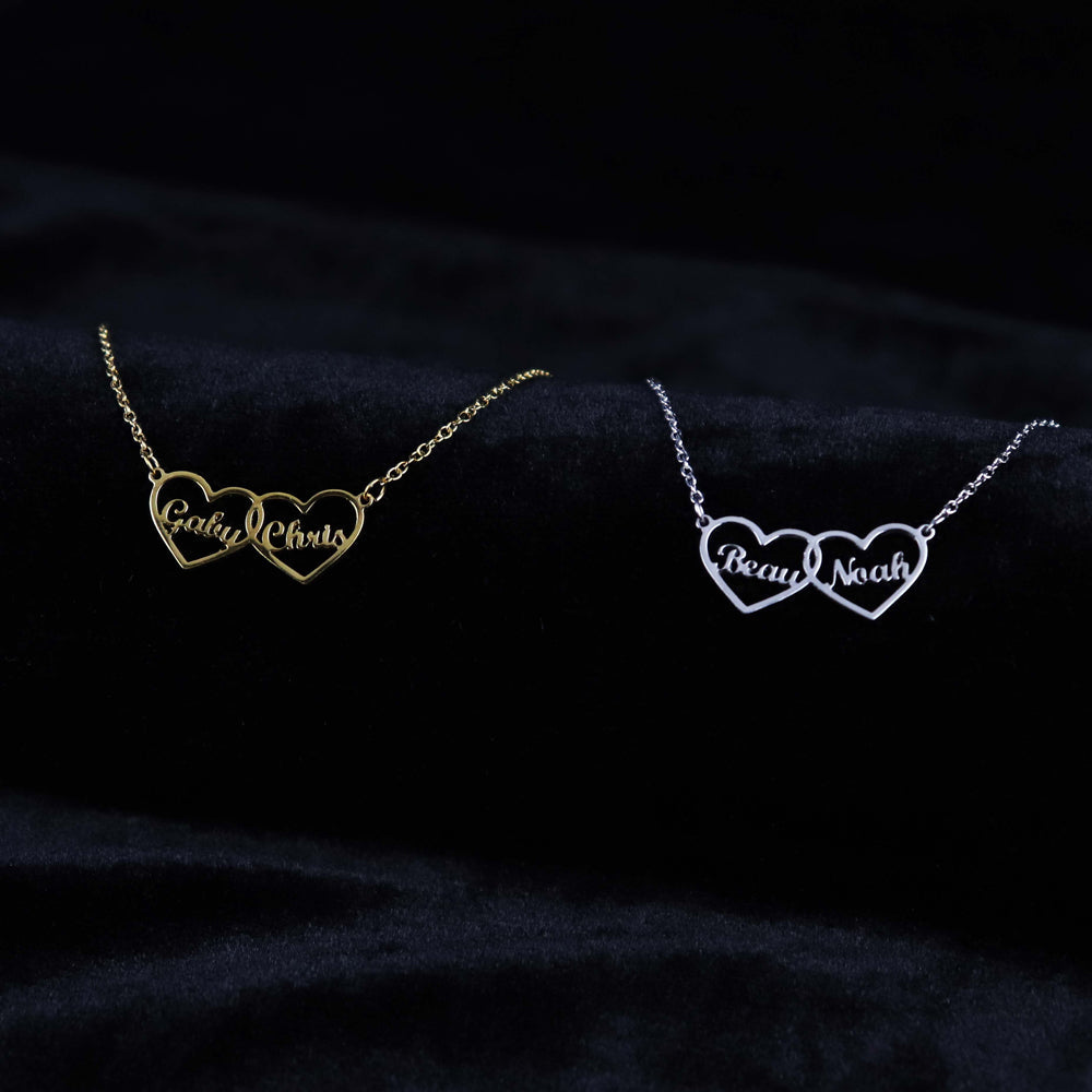 Personalised Necklace with Two Hearts
