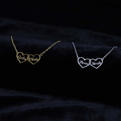 Personalised Necklace with Two Hearts