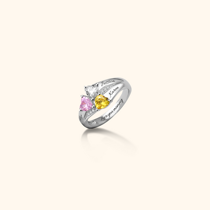 Personalised Silver Birthstone Family Ring