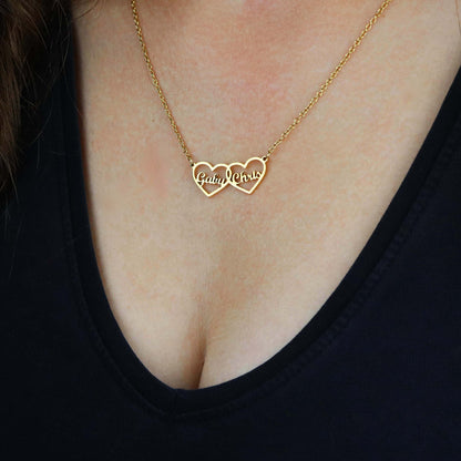 Personalised Necklace with Two Hearts