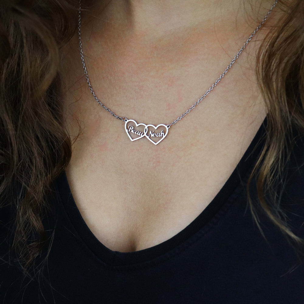 Personalised Necklace with Two Hearts