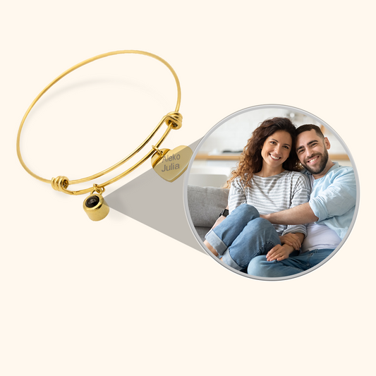 Photo Projection Bracelet with Name Charm