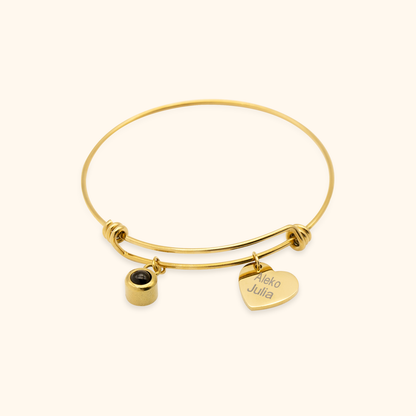Photo Projection Bracelet with Name Charm