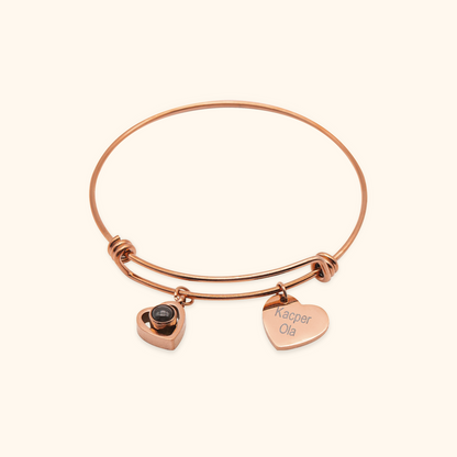 Photo Projection Bracelet with Name Charm