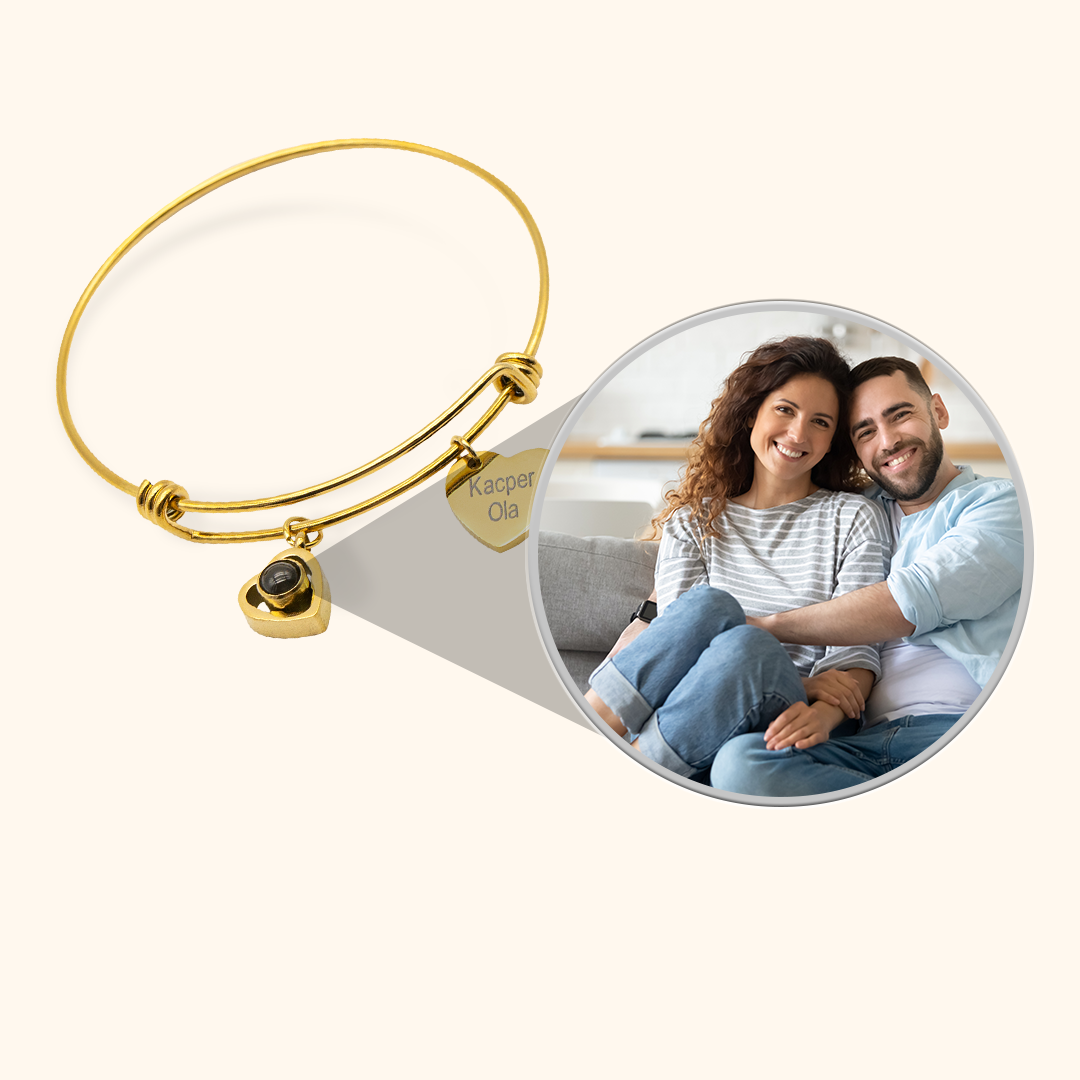 Photo Projection Bracelet with Name Charm