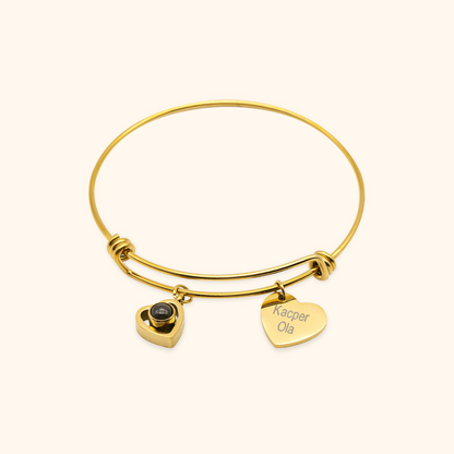 Photo Projection Bracelet with Name Charm